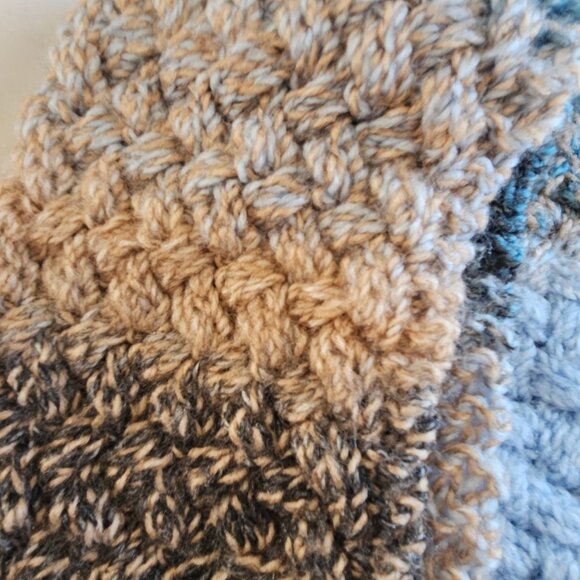 Handmade Crochet Knit Neutral Tone Fall Harvest Winter 100" Long Infinity Scarf - Picture 8 of 11